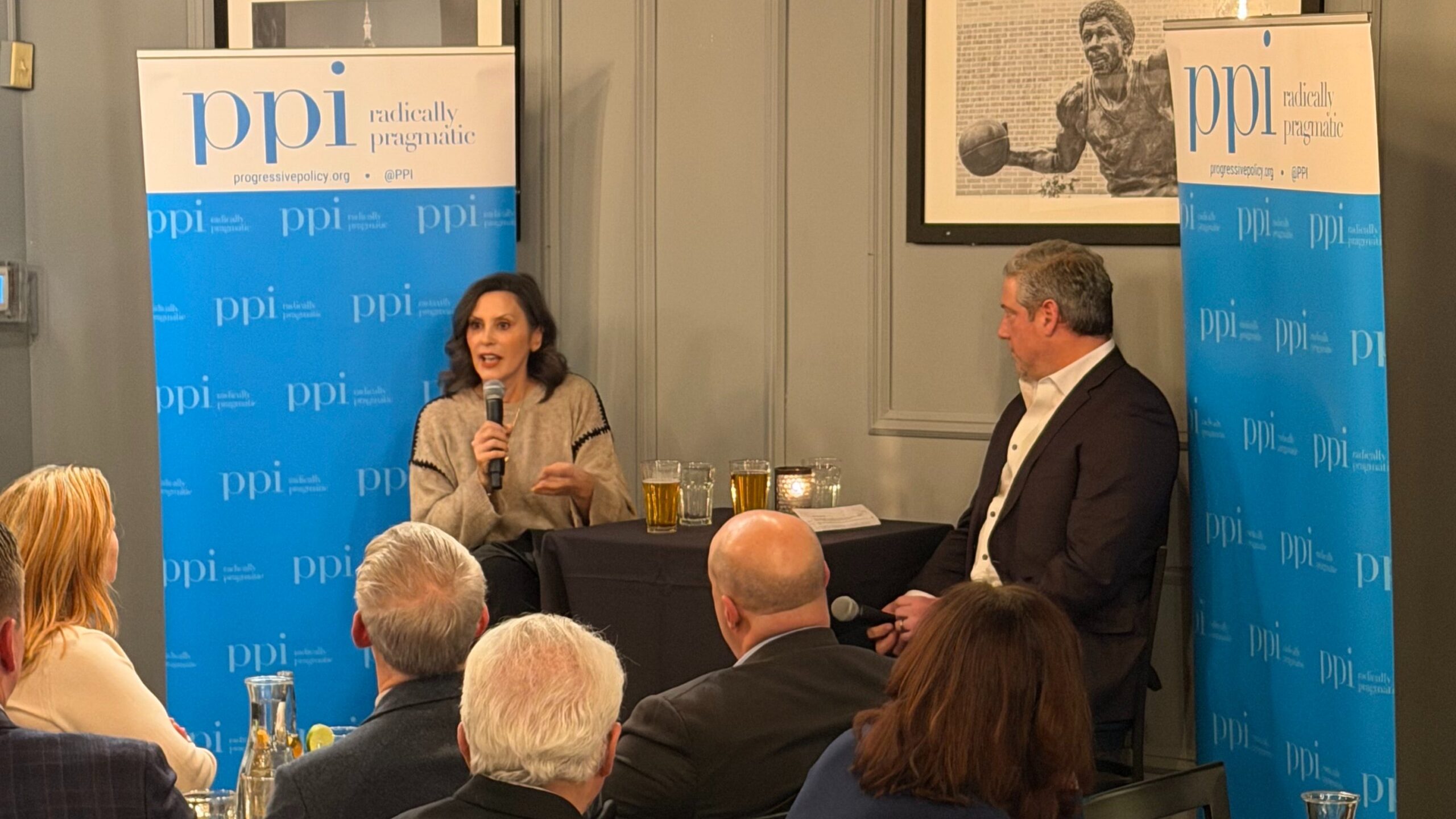 Michigan Governor Gretchen Whitmer and Former Representative Tim Ryan (OH-13) discuss the future of the democratic party at New Directions Michigan 